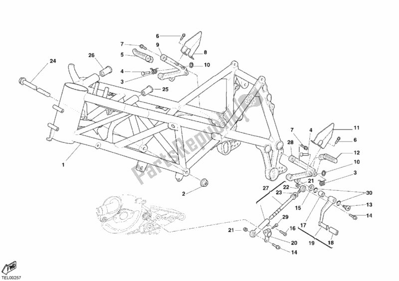 Tutte le parti per il Telaio del Ducati Superbike 749 Dark 2005